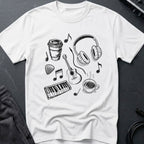 Music Coffee Line Art T-Shirt