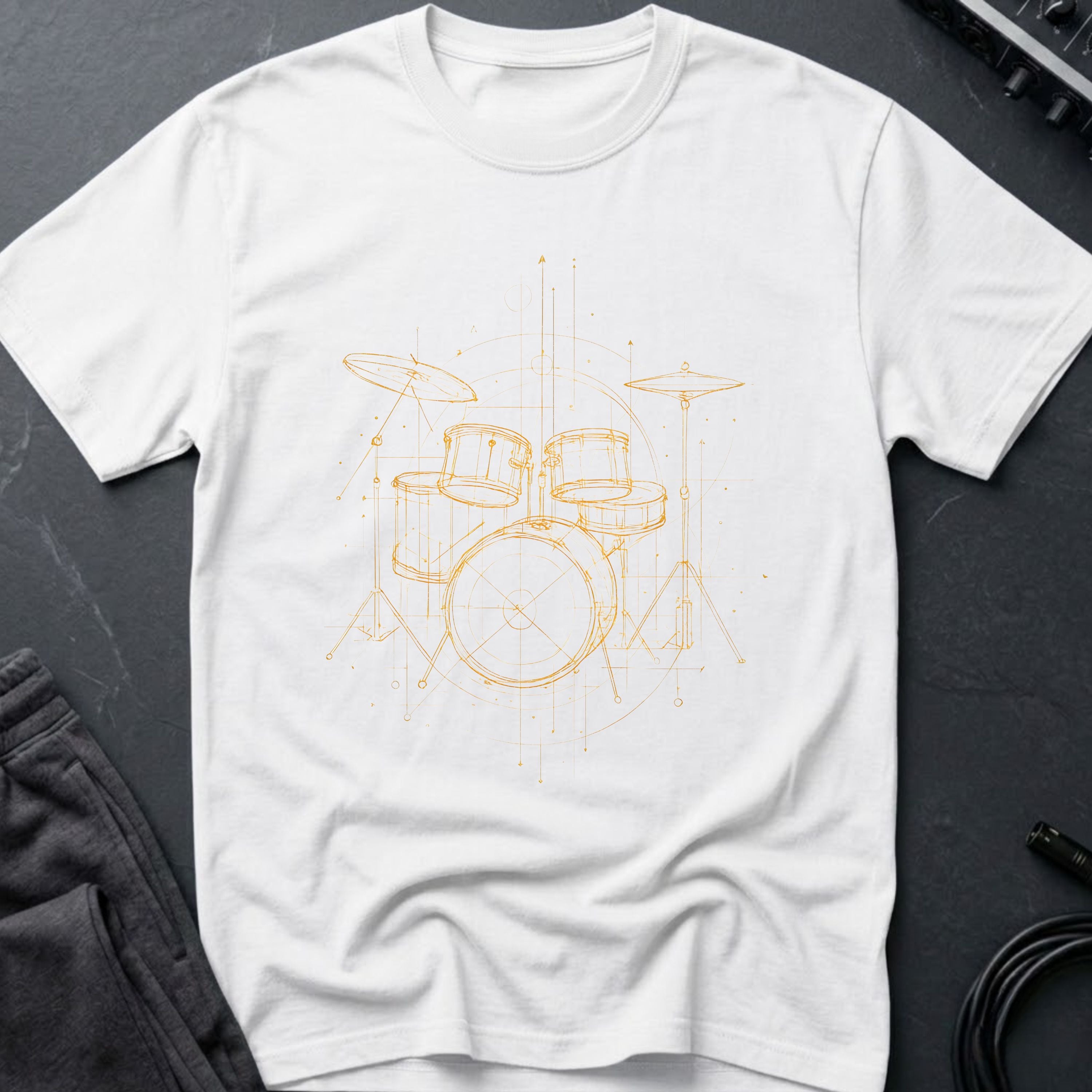 Drum Set Line Art T-Shirt