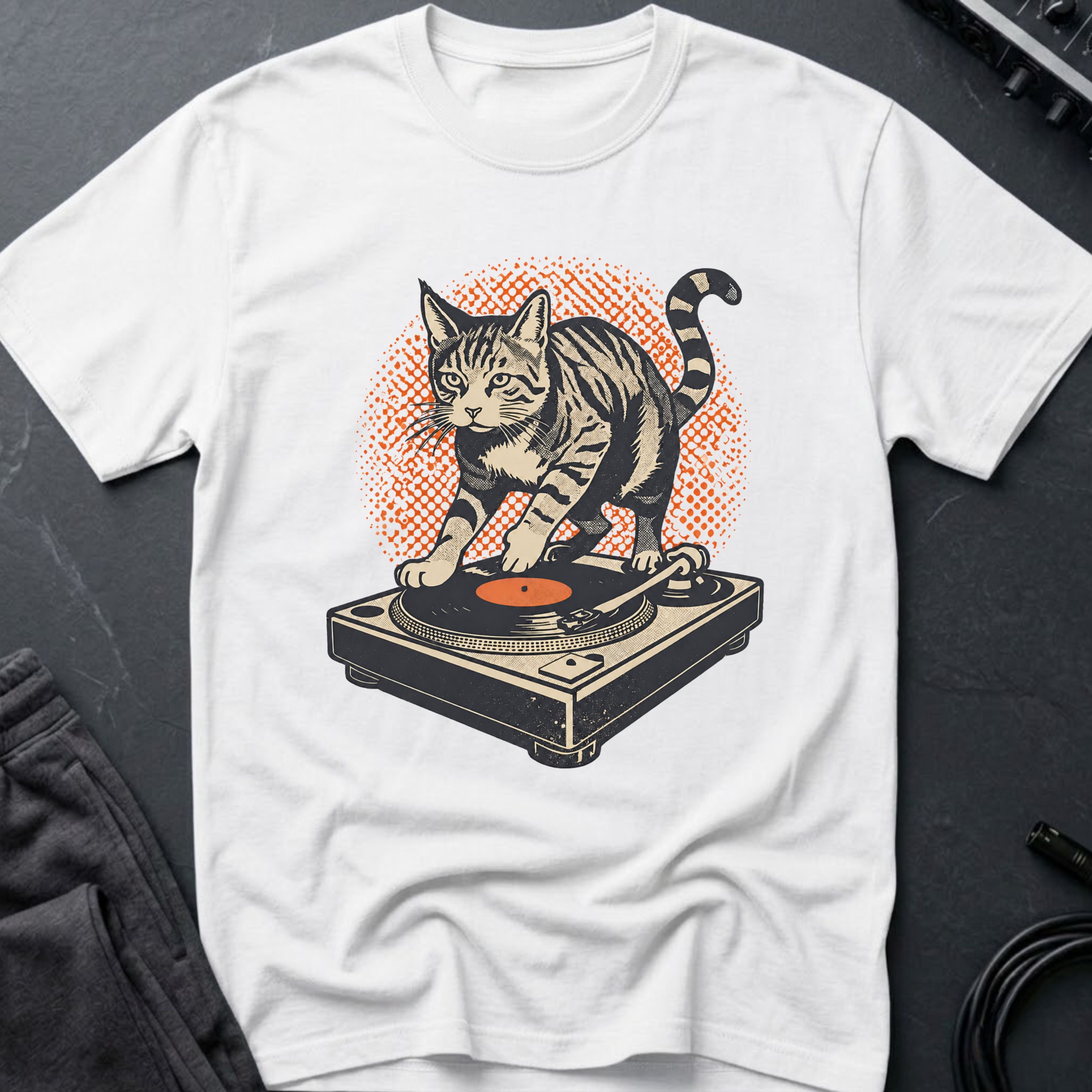 Retro DJ Cat T-Shirt