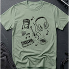 Music Coffee Line Art T-Shirt