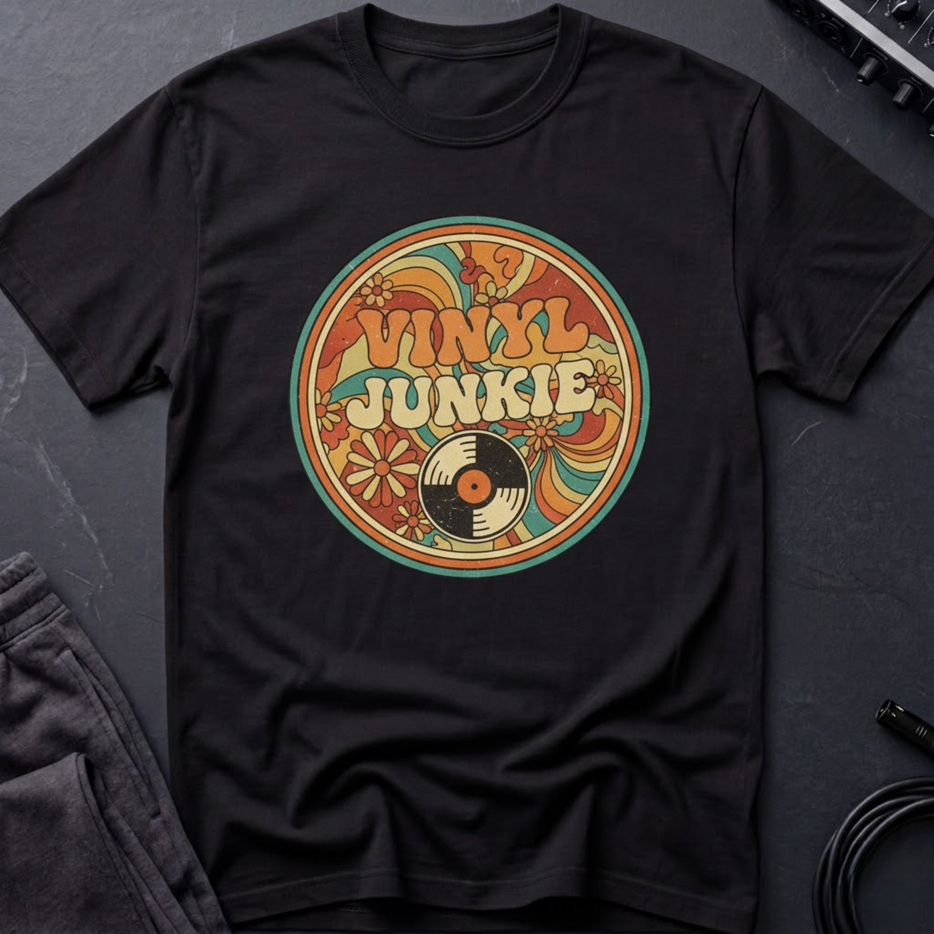 Vinyl Junkie Retro 70's T-Shirt