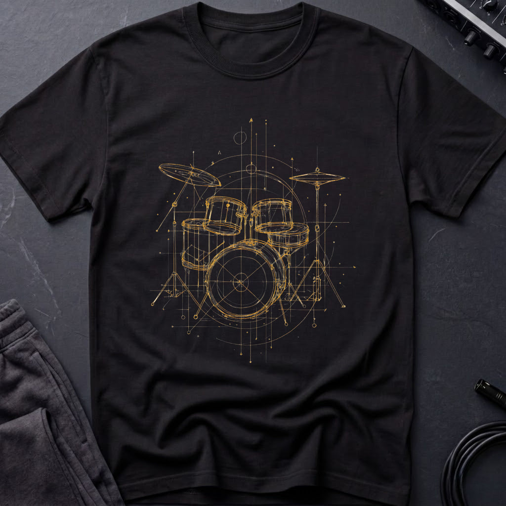 Drum Set Line Art T-Shirt