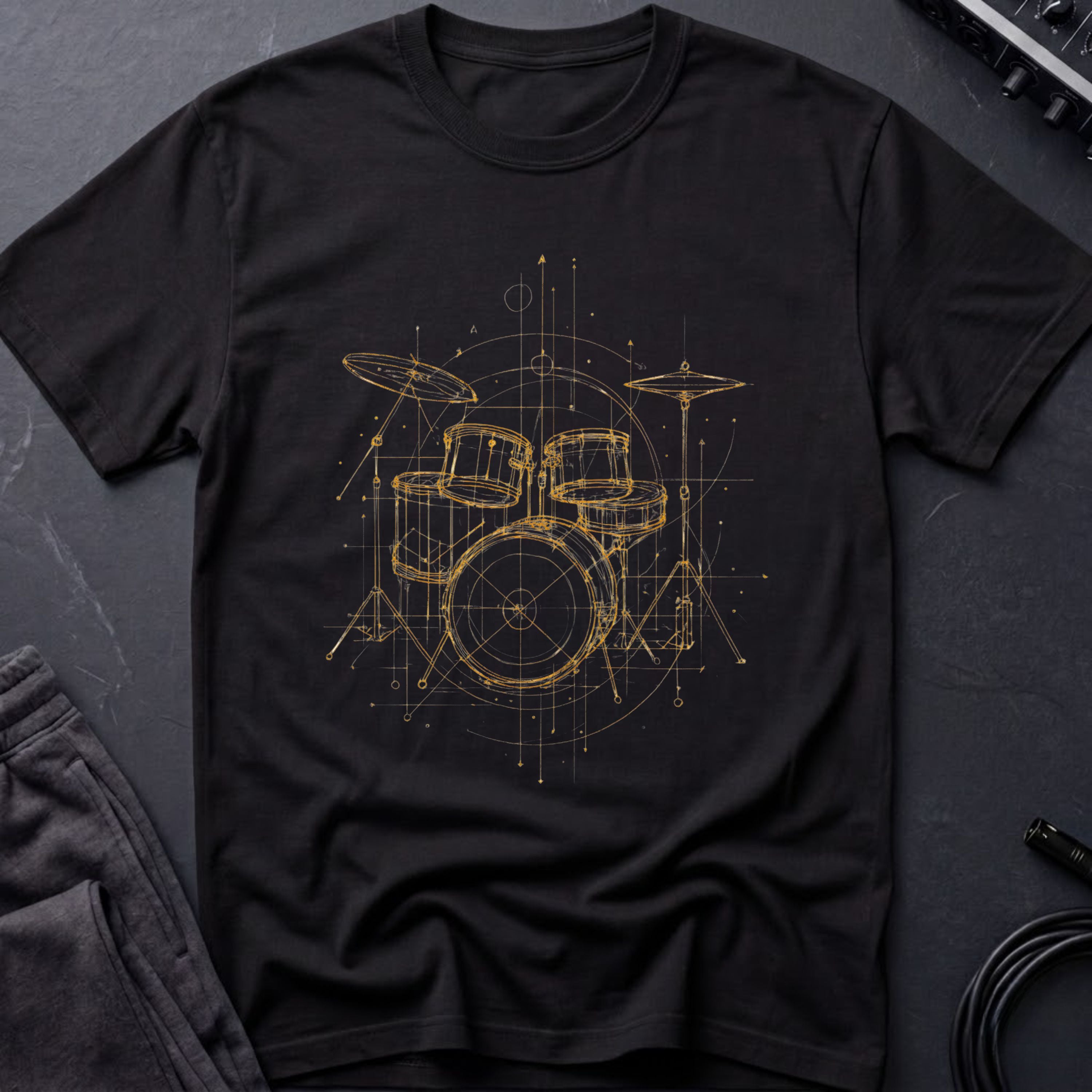 Drum Set Line Art T-Shirt