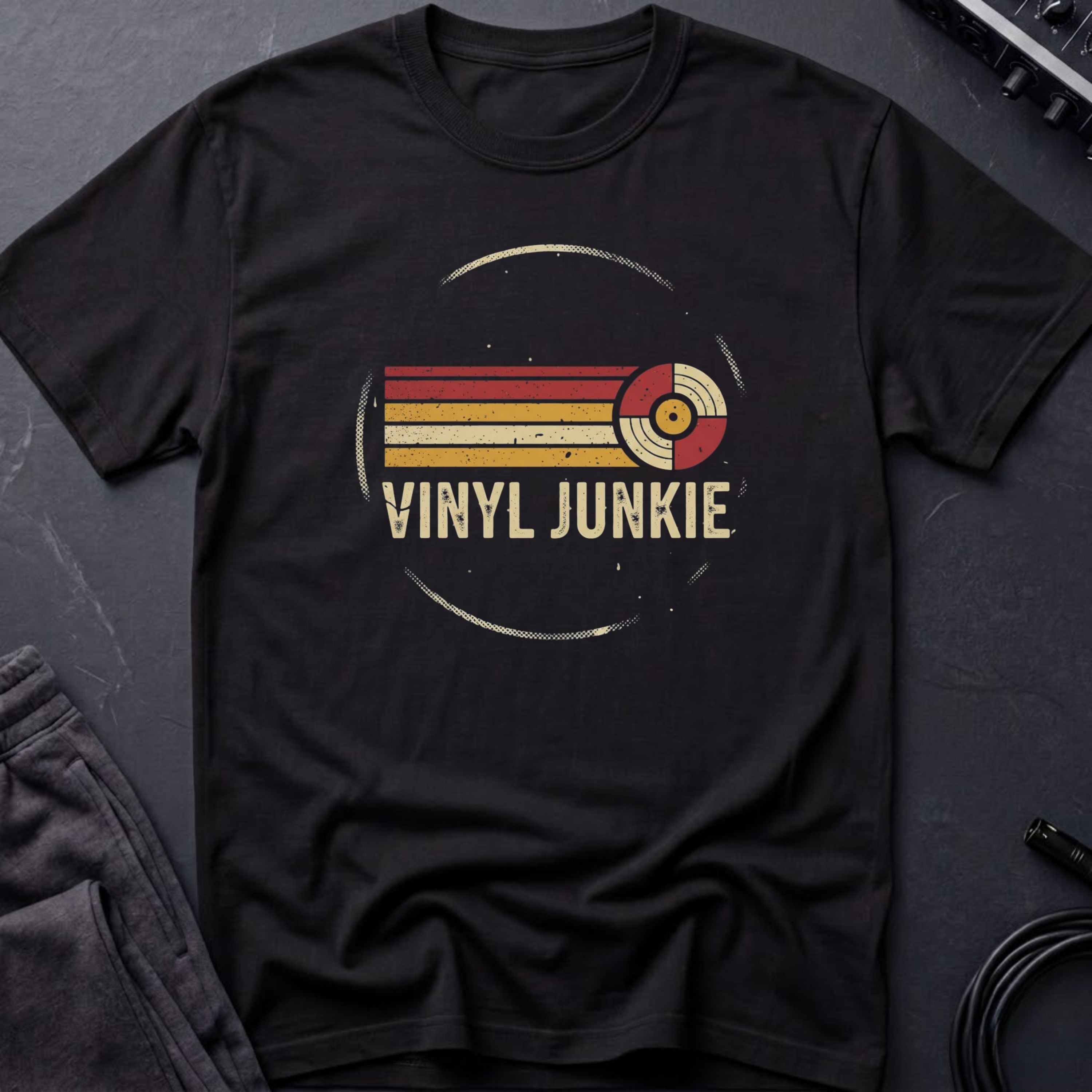 Vinyl Junkie Circular Retro T-Shirt