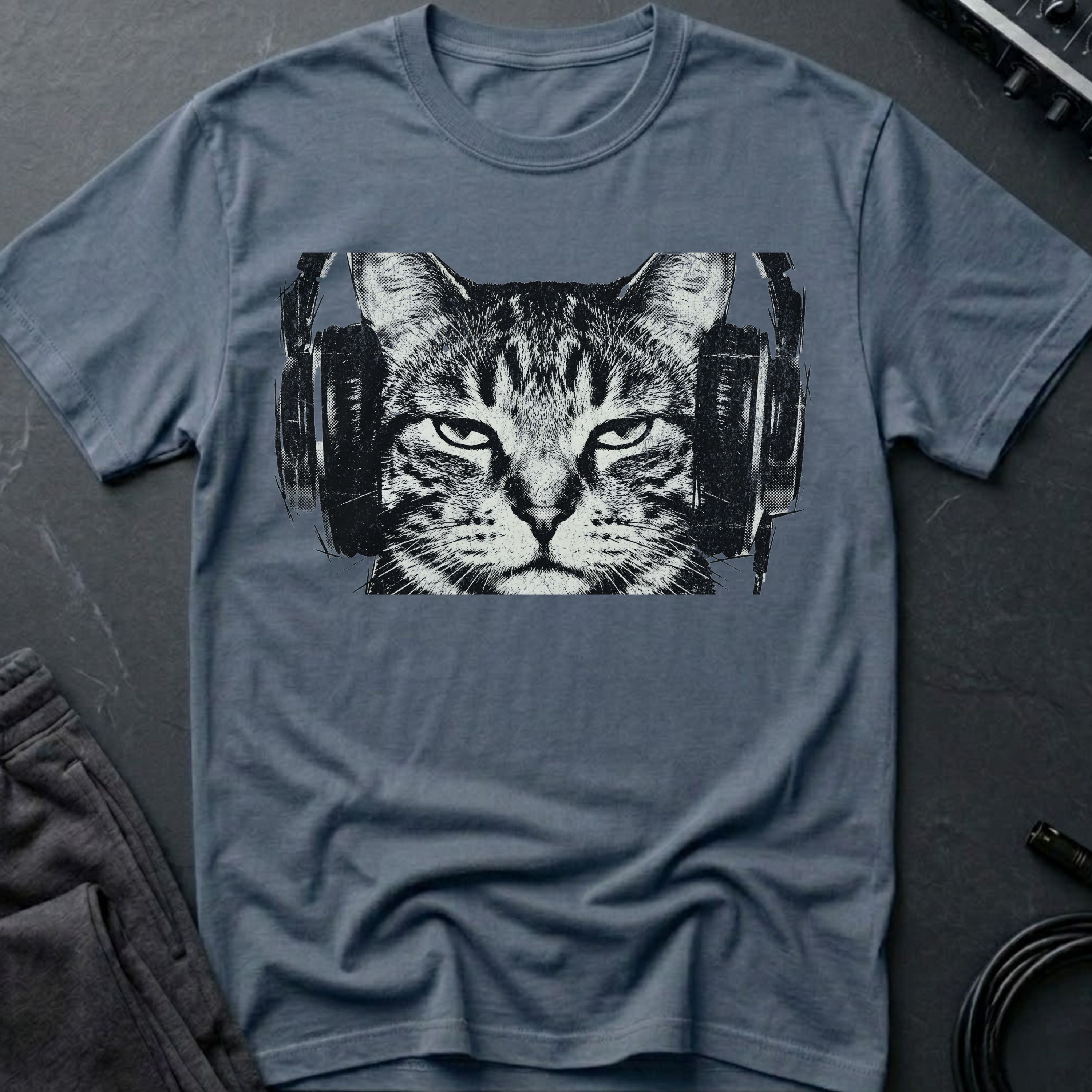 Cat With Headphones  T-Shirt