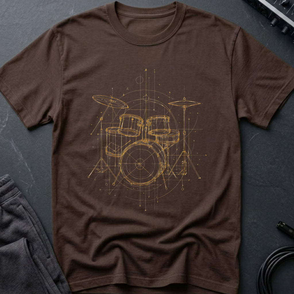 Drum Set Line Art T-Shirt