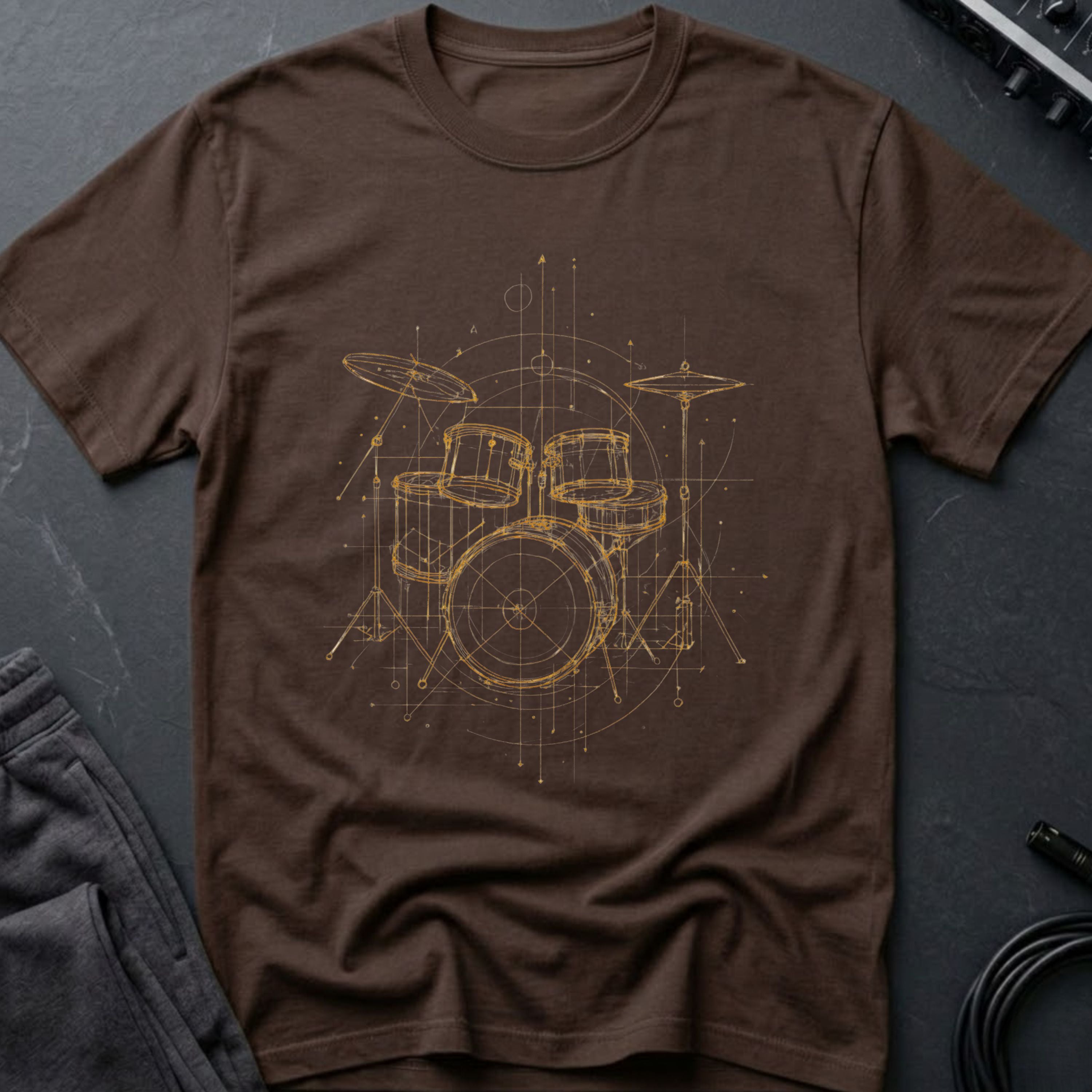 Drum Set Line Art T-Shirt