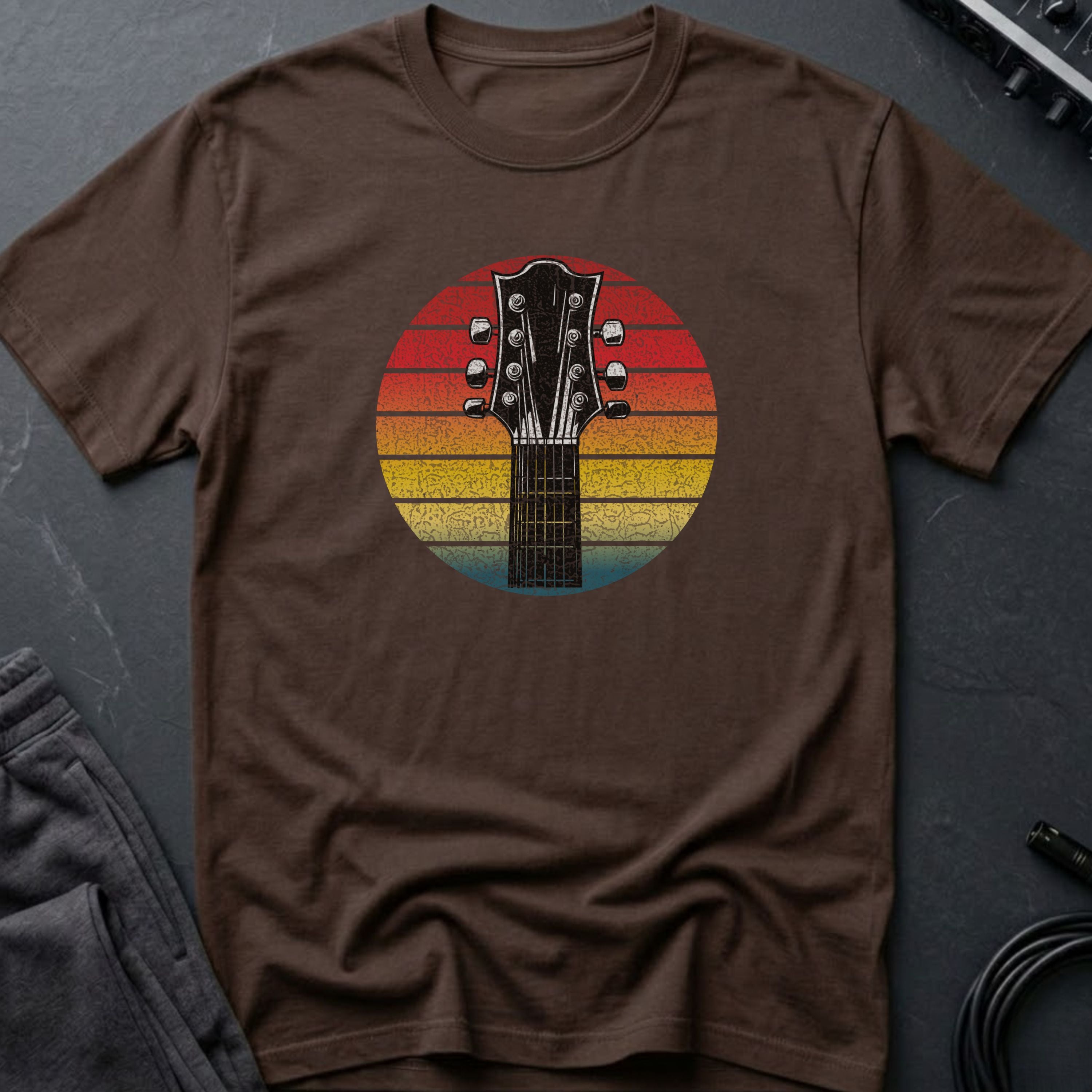 Retro Sunset Guitar T-Shirt