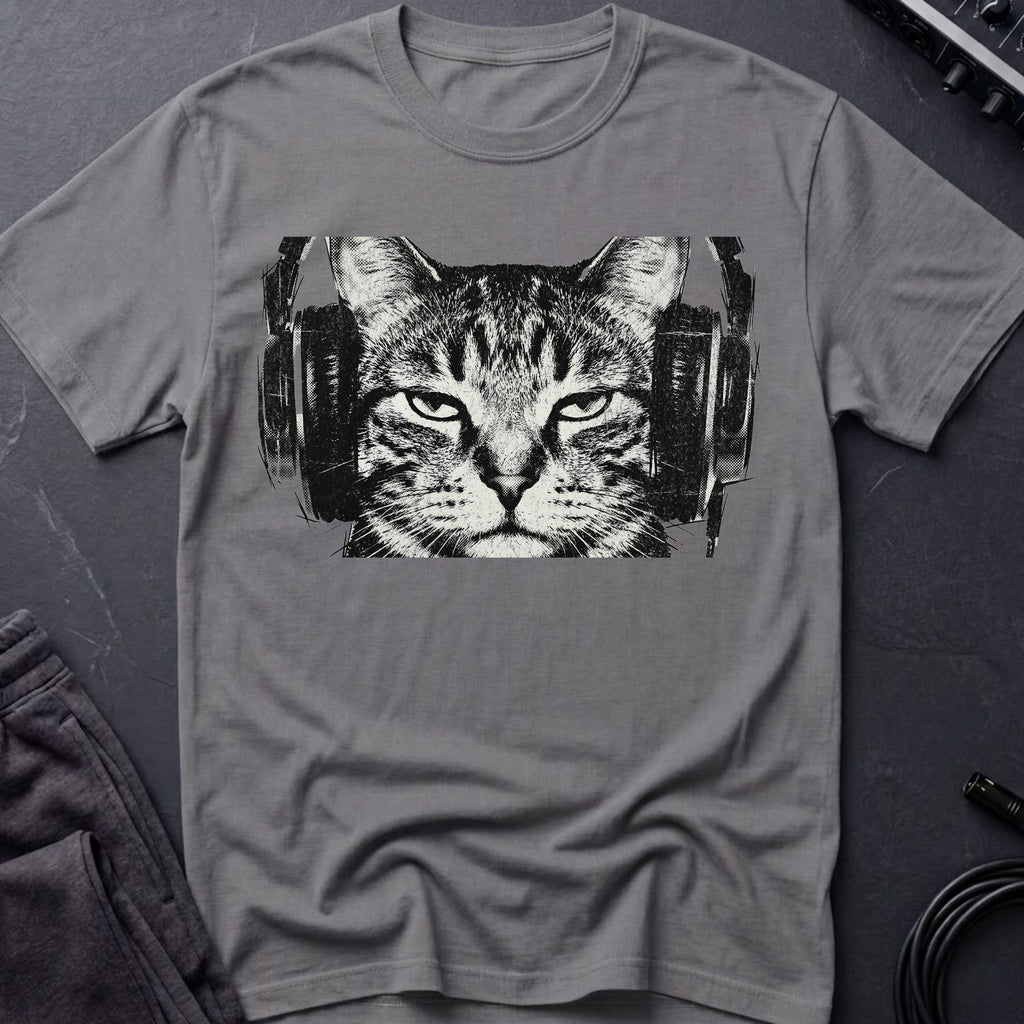 Cat With Headphones  T-Shirt