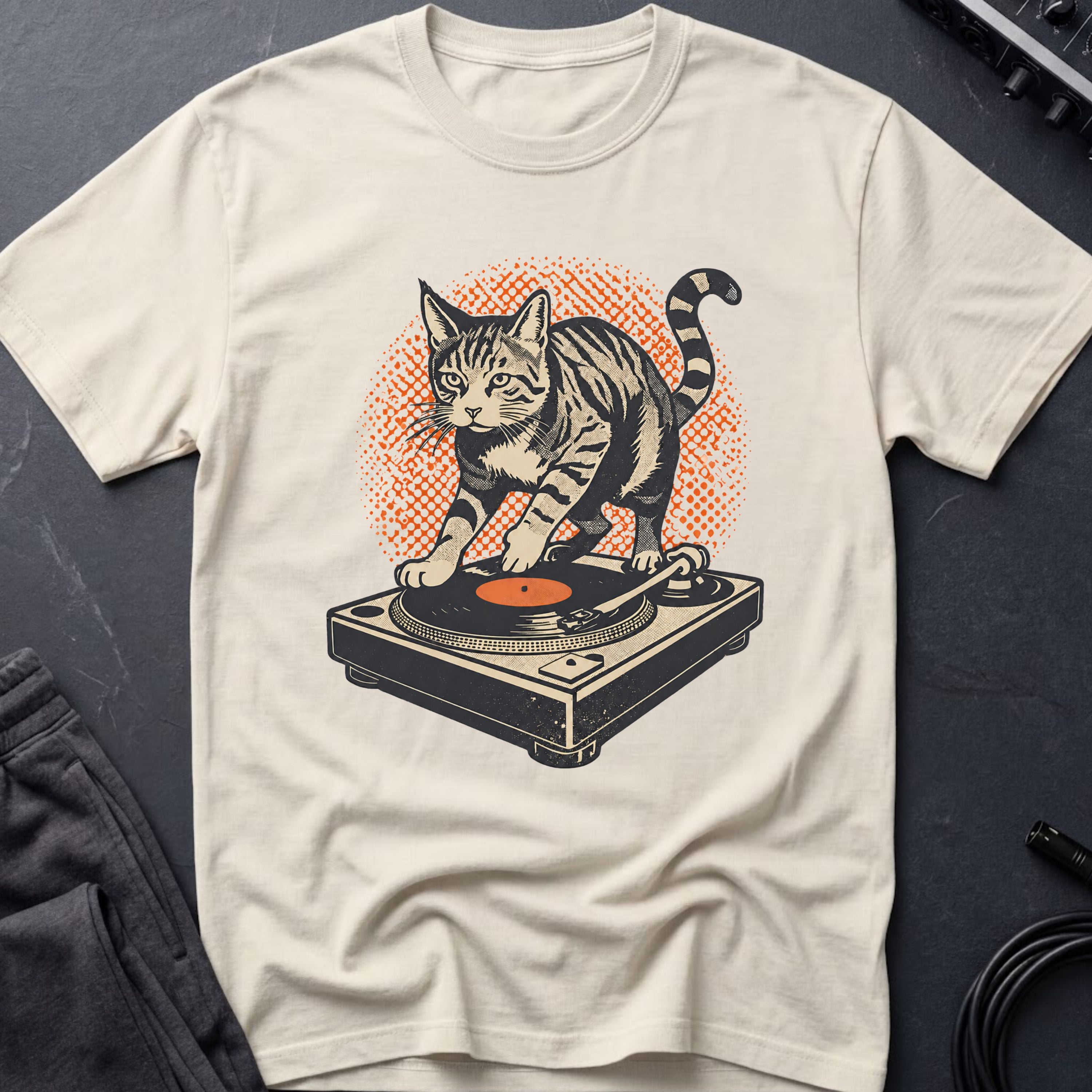 Retro DJ Cat T-Shirt