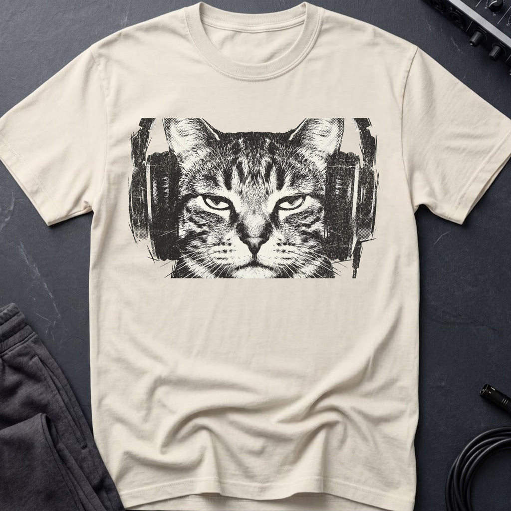 Cat With Headphones  T-Shirt