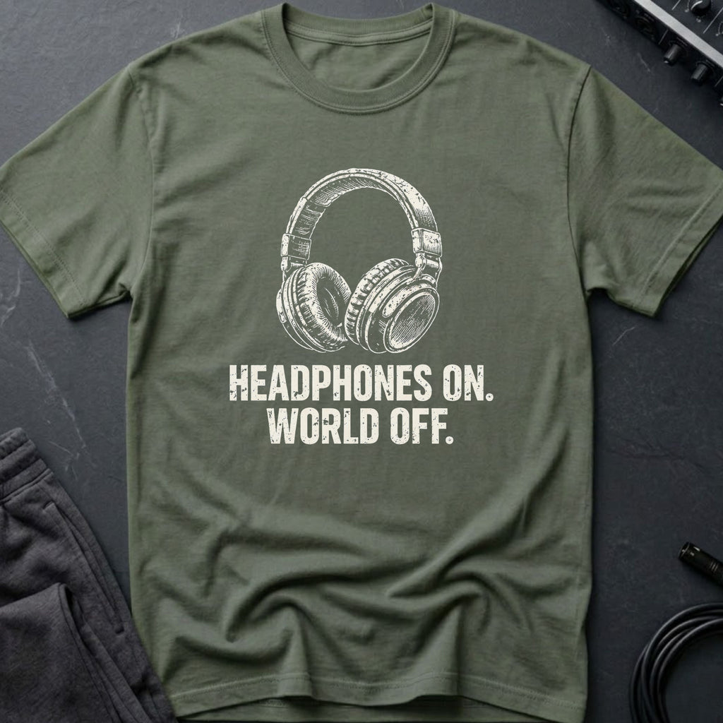 Headphones On. World Off. T-Shirt