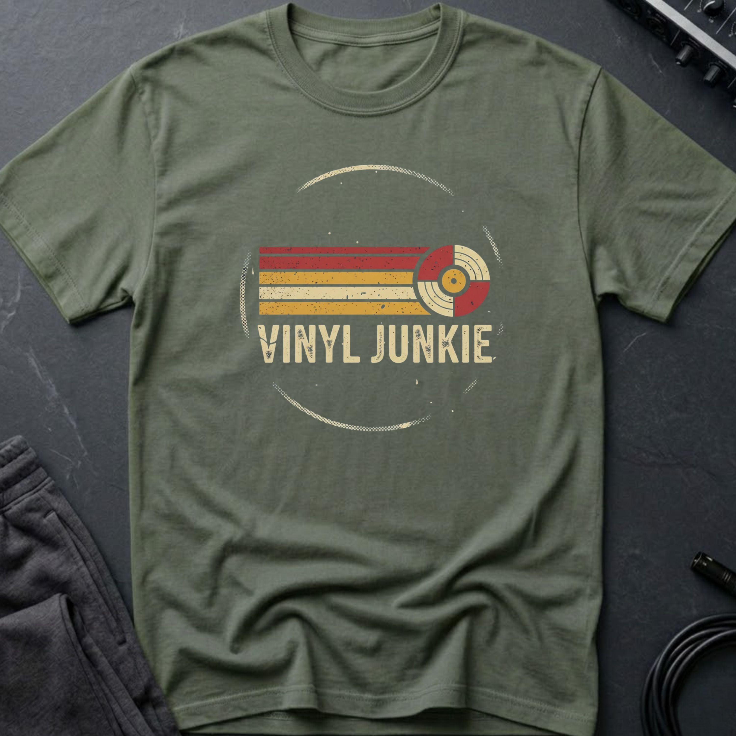 Vinyl Junkie Circular Retro T-Shirt