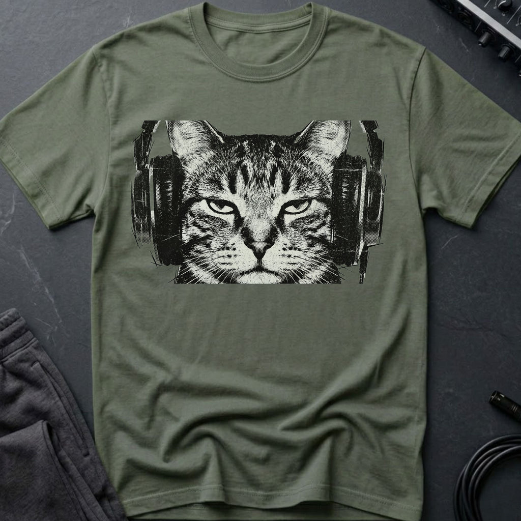 Cat With Headphones  T-Shirt