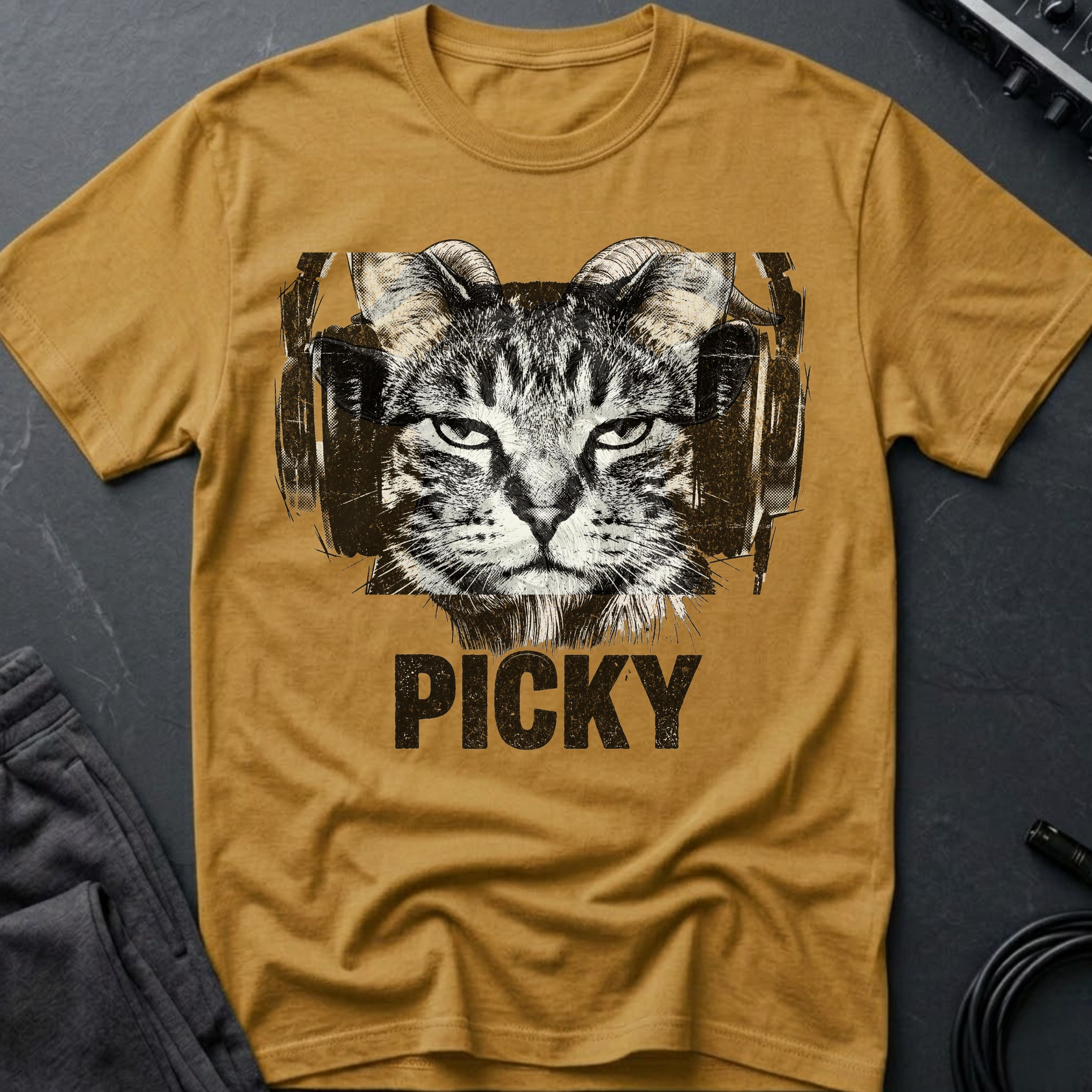 Cat With Headphones  T-Shirt