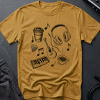 Music Coffee Line Art T-Shirt