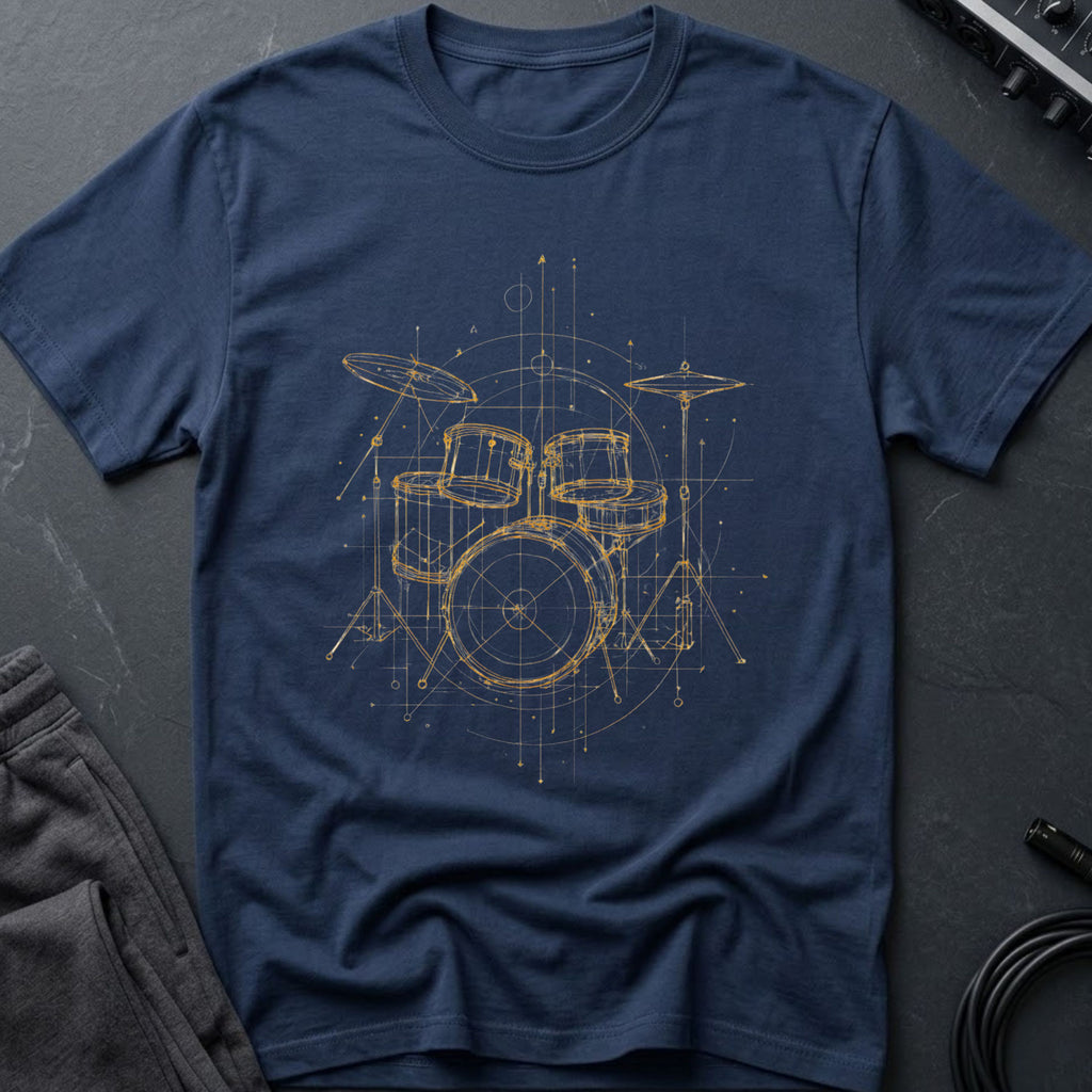 Drum Set Line Art T-Shirt
