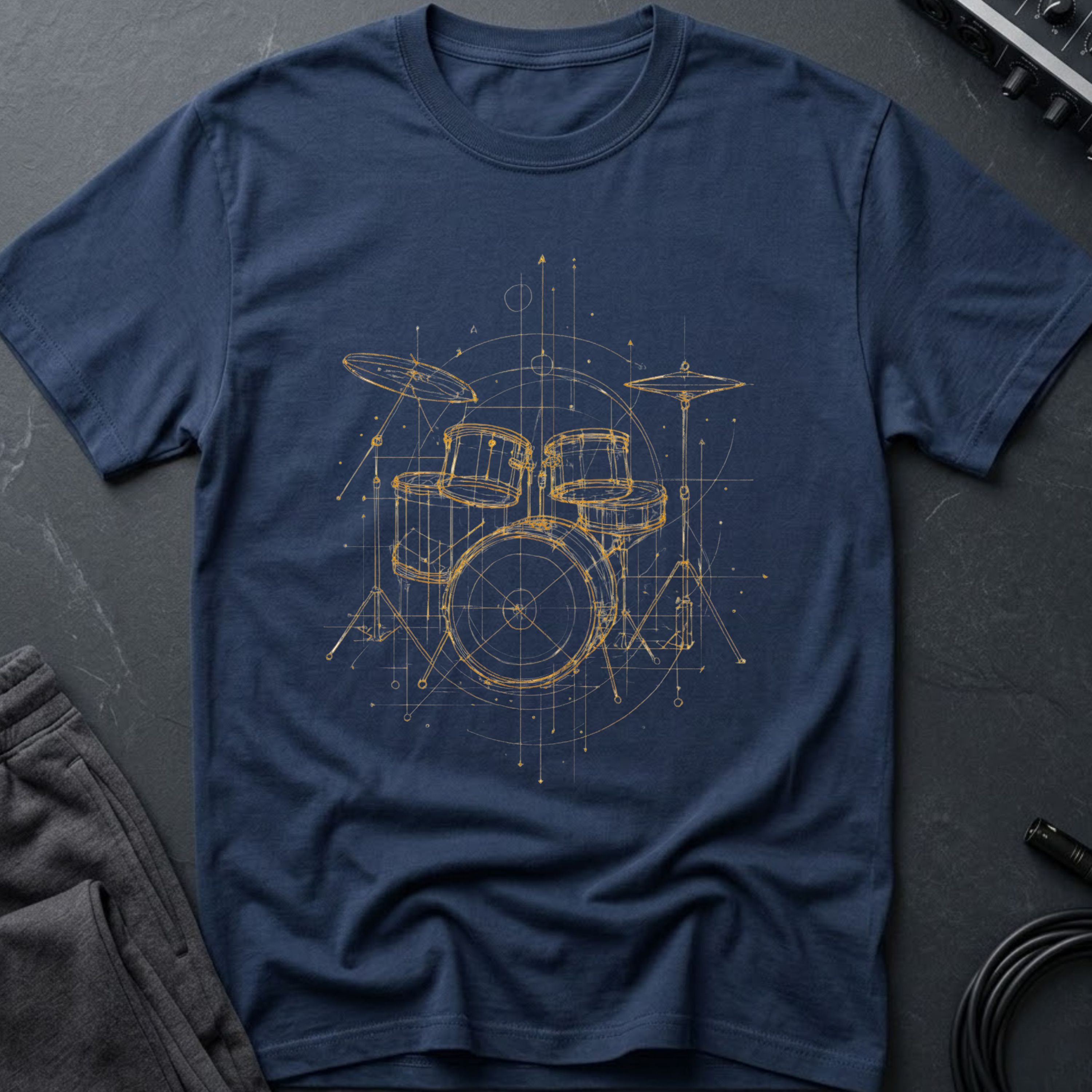 Drum Set Line Art T-Shirt