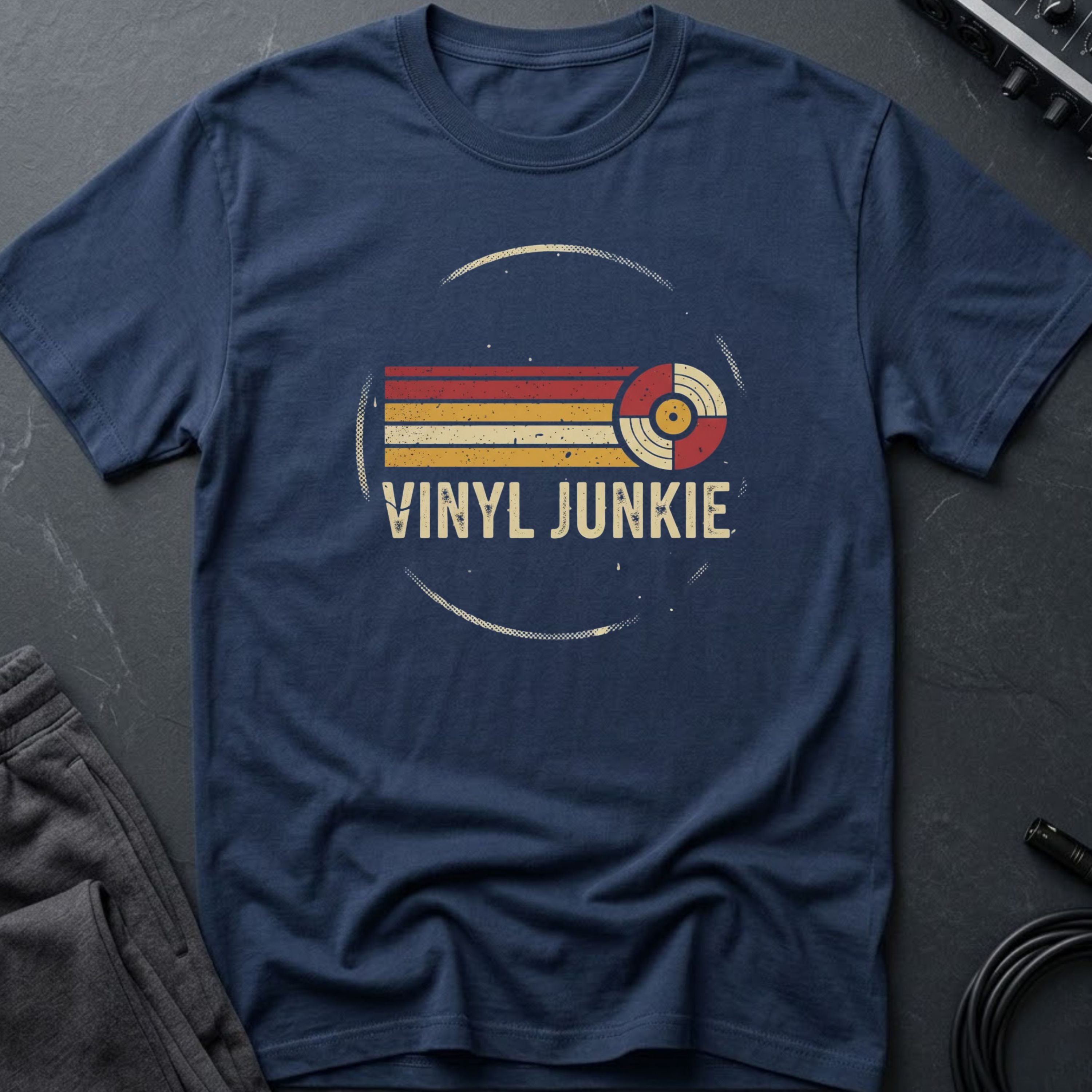 Vinyl Junkie Circular Retro T-Shirt