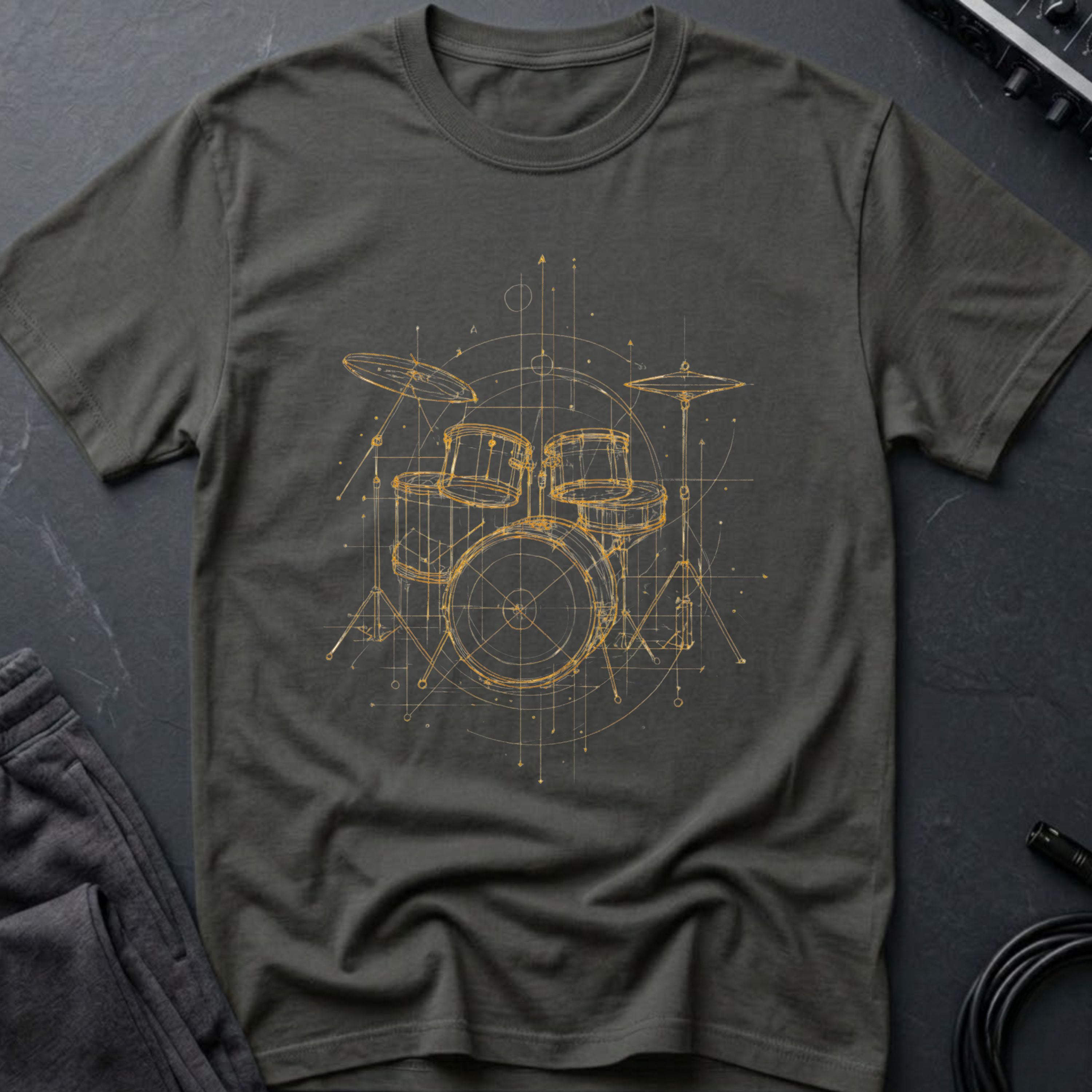 Drum Set Line Art T-Shirt